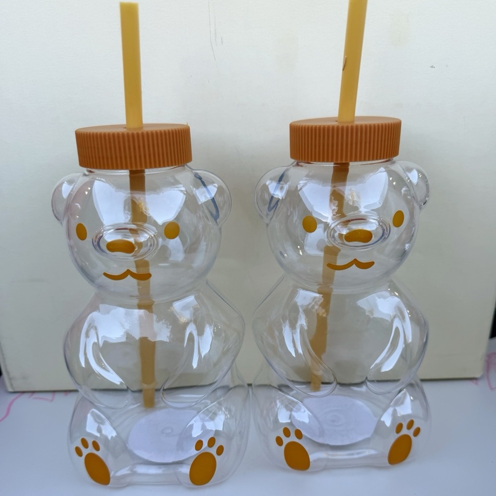 Target Bullseye Teddy Bear Honey Cup with Straws